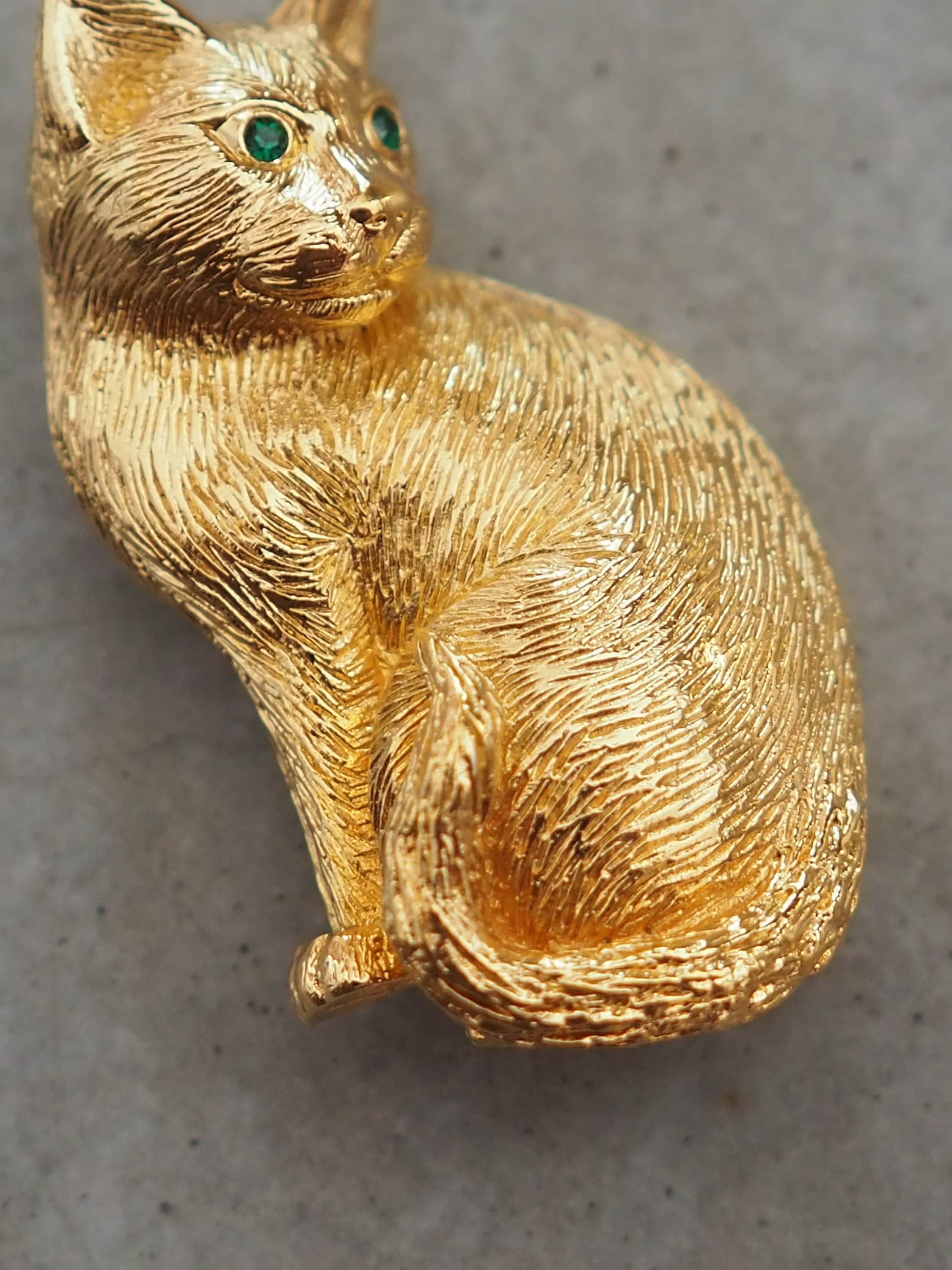 Christian Dior ディオール キャット ブローチ 猫 ゴールド ヴィンテージ