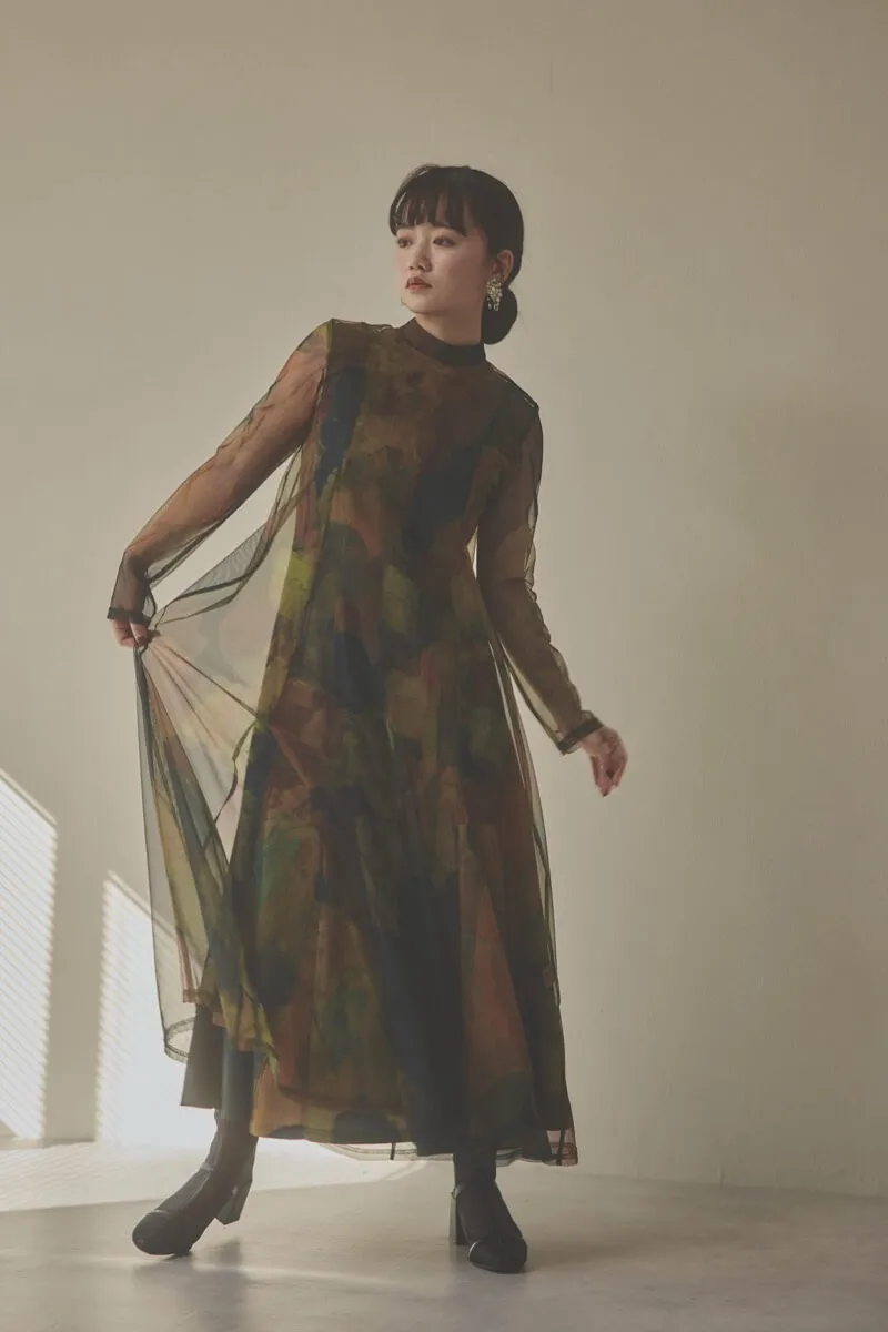 カーキのアートシアードレス[S] Ameri VINTAGEのレンタル｜11-1969