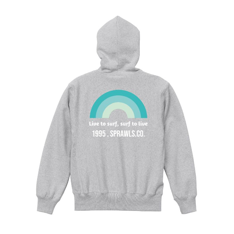 アメカジ パーカー フーディー Rainbow 虹 夕日 グラフィック 裏起毛