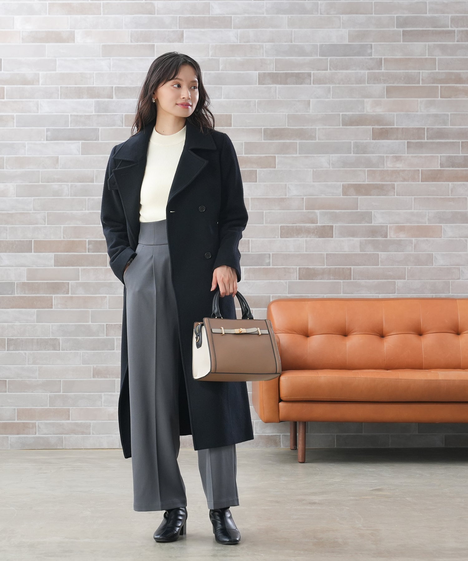 尾州プレミアムウール)ベルテットテーラードコート