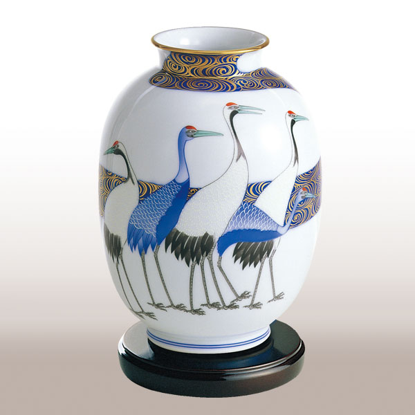 有田焼 四君子鶴絵壺