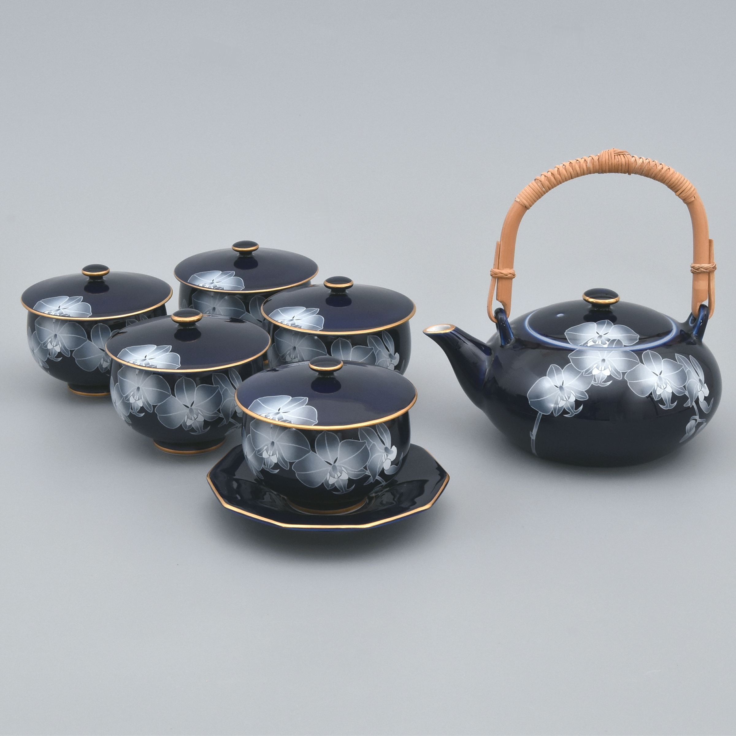 ルリ胡蝶蘭）有田焼 茶器揃|有田焼の老舗-香蘭社オンラインショップ