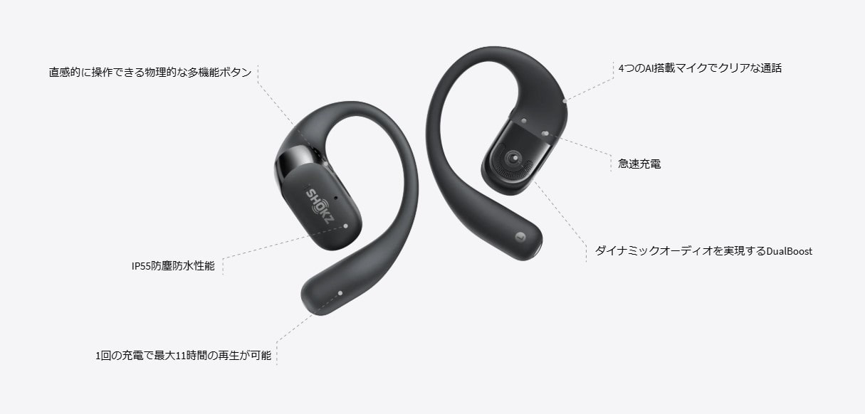 SHOKZ ( ショックス ) ヘッドホン OPEN FIT 2 ( オープンフィット 2