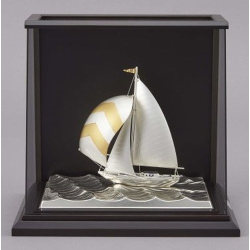 銀製 ヨット TAKEHIKO 武比古 伝統工芸 硝子ケース付き 関工芸 置物