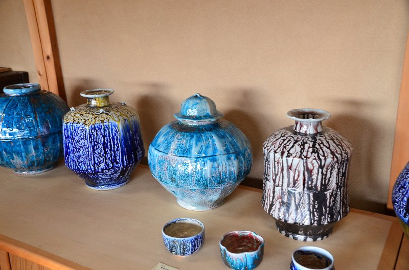 益子焼 【河原建雄】作 松皮紋 苔釉 大壺 花入れ 花瓶 共箱 陶歴書