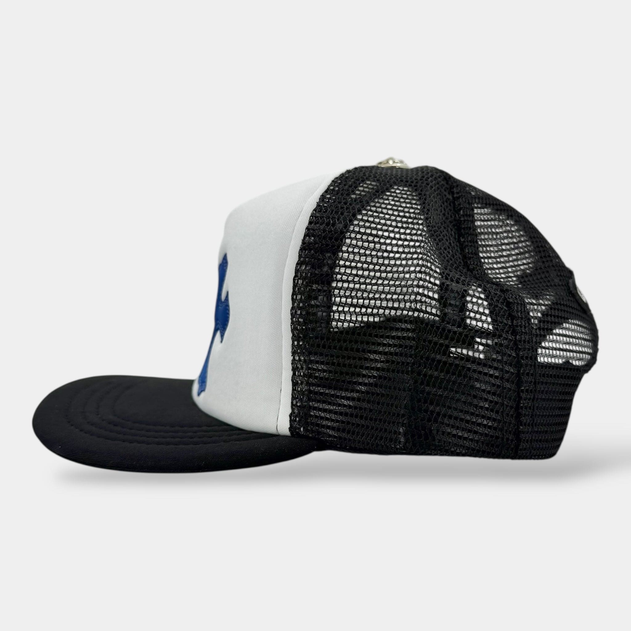 Chrome Hearts Cross Patch Trucker Hat Black White Multi