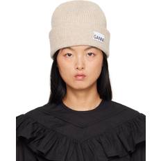 Ganni Oversized Wool Rib Knit Beanie - Brazilian Sand • Price »