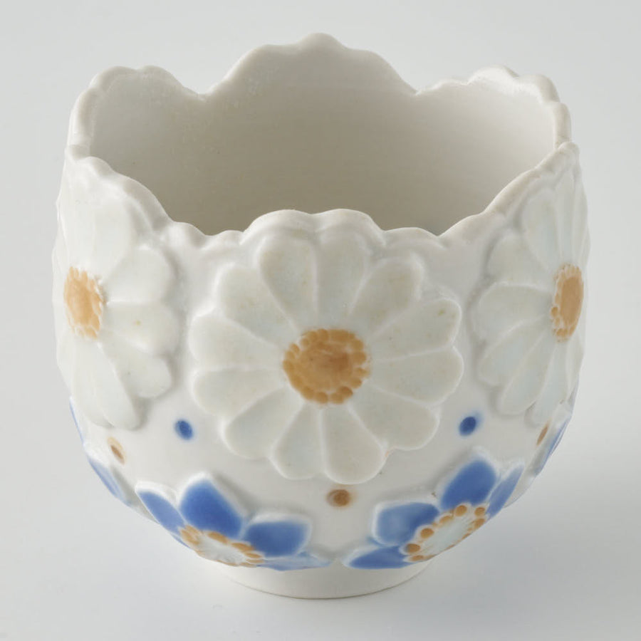 珍品 磁州窯？花模様の陶器製装飾品 一輪挿し 作家 森本静花 貼