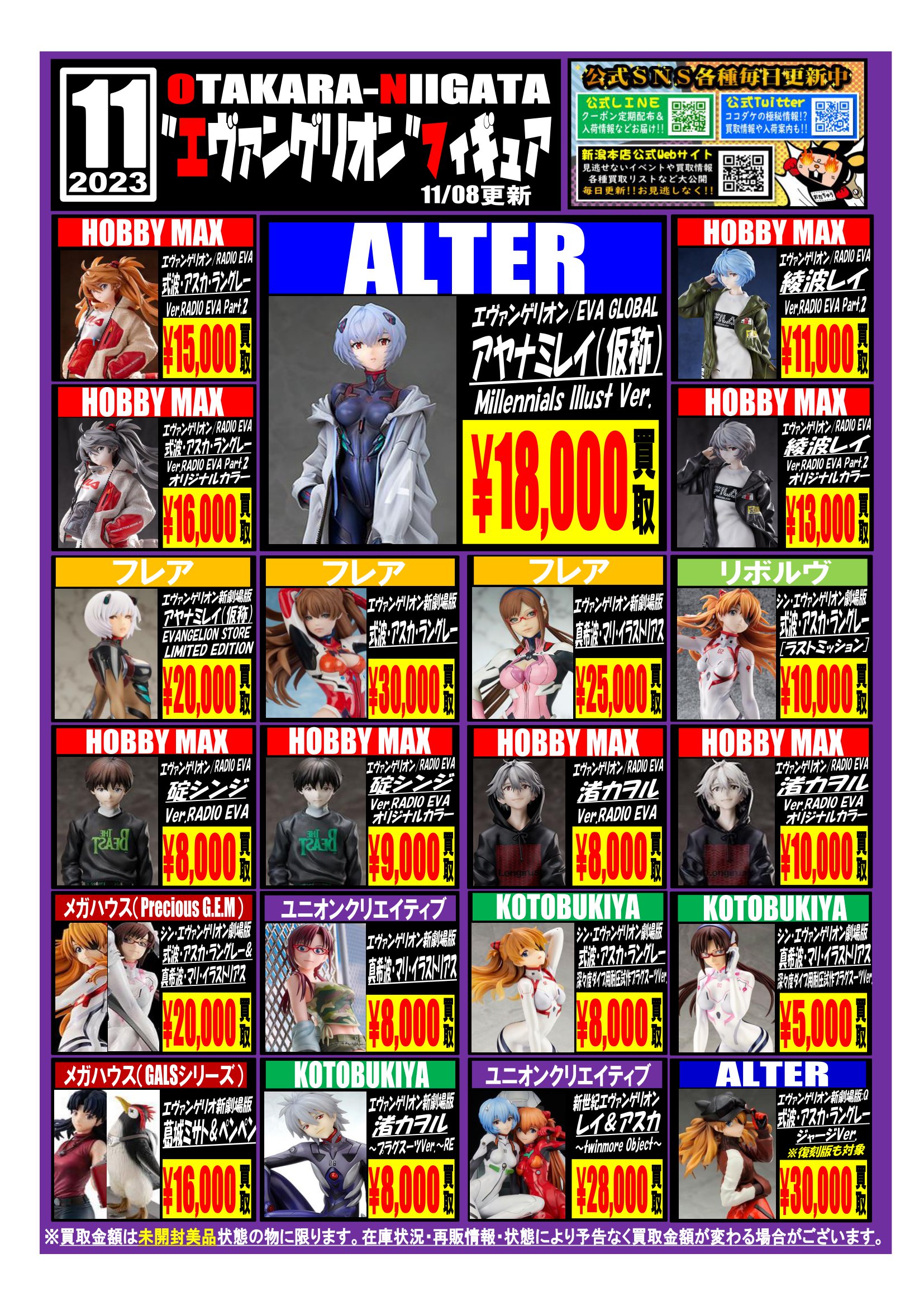 エヴァンゲリオン(キャラクター)フィギュア買取告知を作成致しました