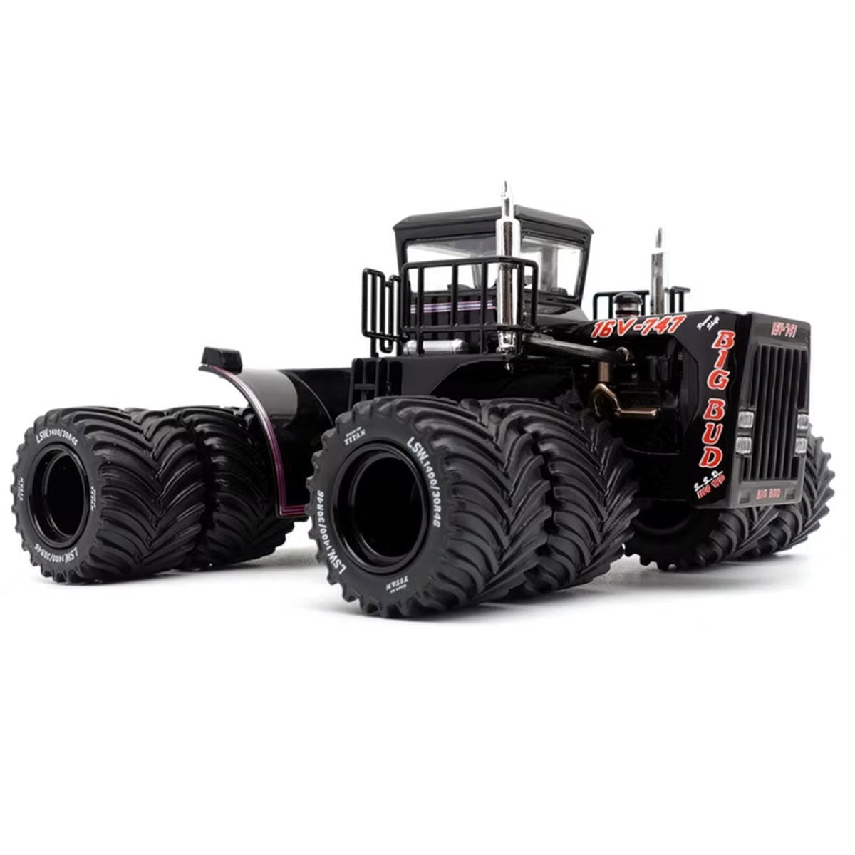 1/32 Black Big Bud 16V-747 4WD Tractor with Titan LSW Tires by