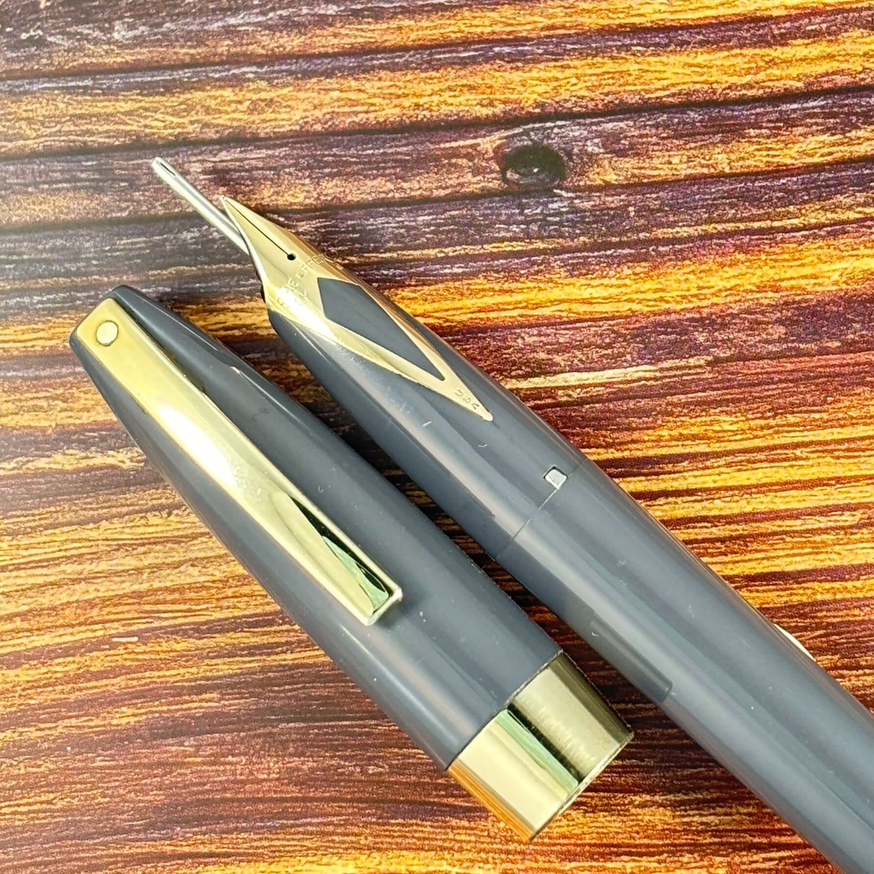 Sheaffer PFM III, Gray, Fully Restored, 14K Inlaid Fine Nib