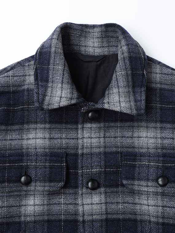 SALE】メルトンチェックベロア風仕上げ ステンカラーブルゾン（MEN