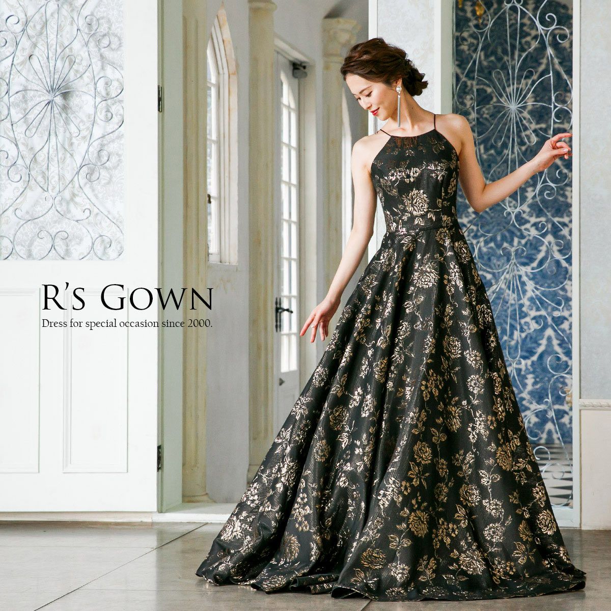 クラシックジャガード Aラインロングドレス FD-080277 | アールズガウン