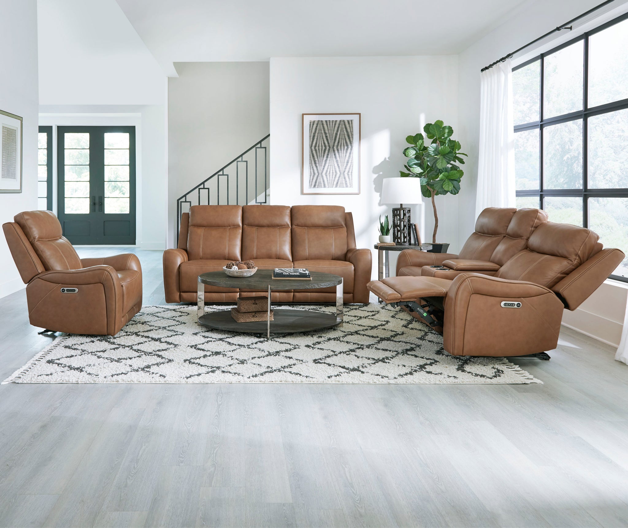 HAYWOOD - BUTTERNUT Power Console Loveseat with Power Headrests