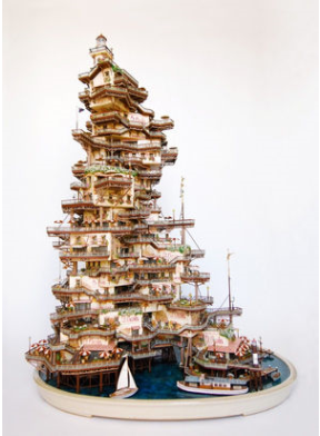 サバの実紋の六方鉢盆栽 工芸品 美術品 置物 サバの実紋の六方鉢盆栽