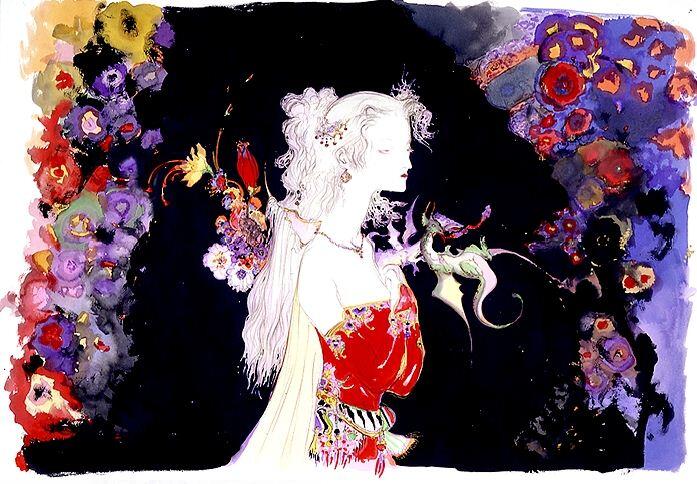 真作保証 天野喜孝 少女 絵画 ティナ ファイナルファンタジー6 真作