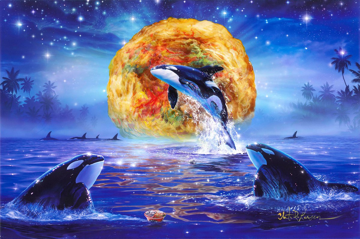 クリスチャン・リース・ラッセン イルカ 絵画『サマーリーフ