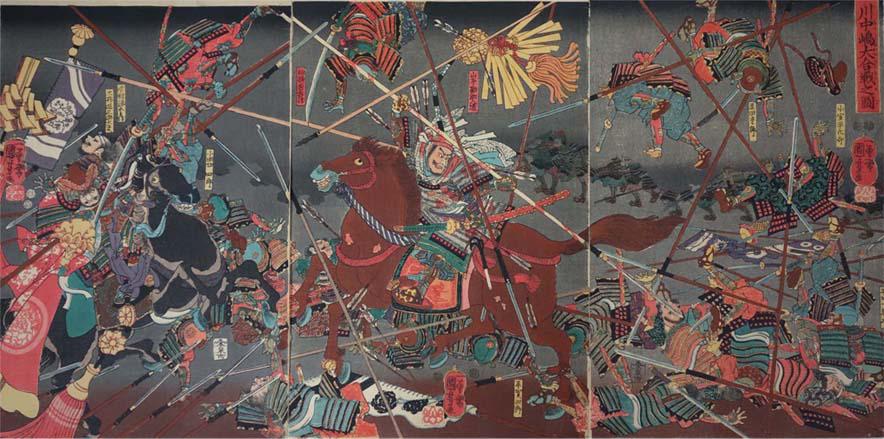浮世絵の戦争画 7/1～7/26】歌川国芳「川中嶋大合戦之図」。永禄4年