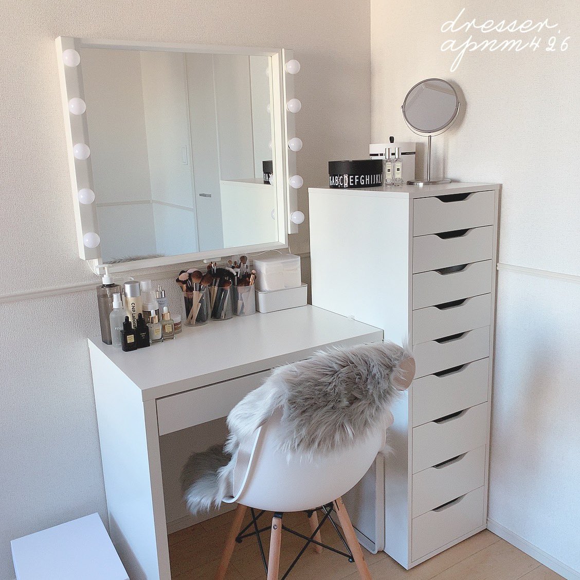 IKEA イケア マルム デスク ドレッサー ホワイトテーブル 引き出し付き