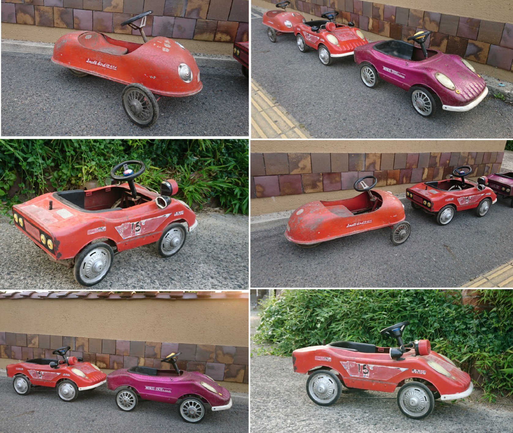 希少ブリキ 足こぎペダルカークラッシクカー旧車 ピンク SUPER SPORT