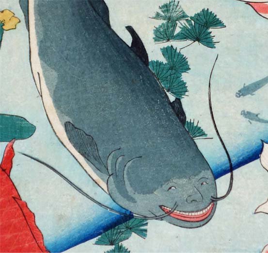 不気味な人面魚たちが盛りだくさん。すべて歌舞伎役者の似顔絵になっ