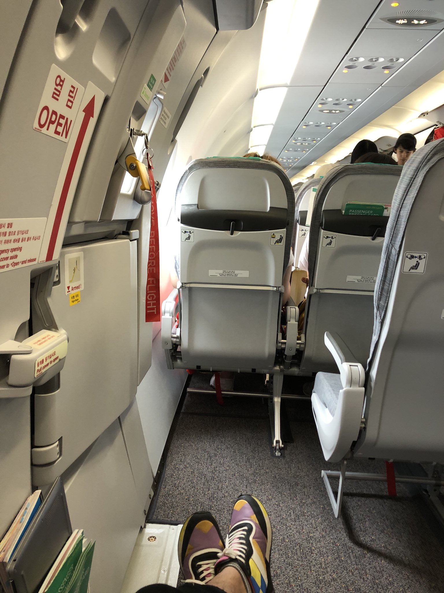 エアバスA320 AIRBUS 機内 客室 内装 壁 非常口 ウィンドウガラス