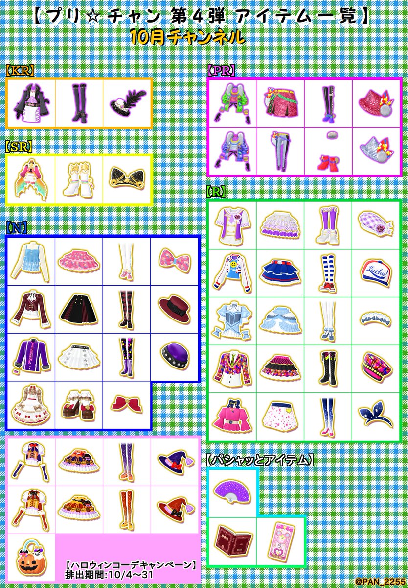 キラッとプリチャン 第4弾 10月・11月チャンネル』コーデアイテム一覧