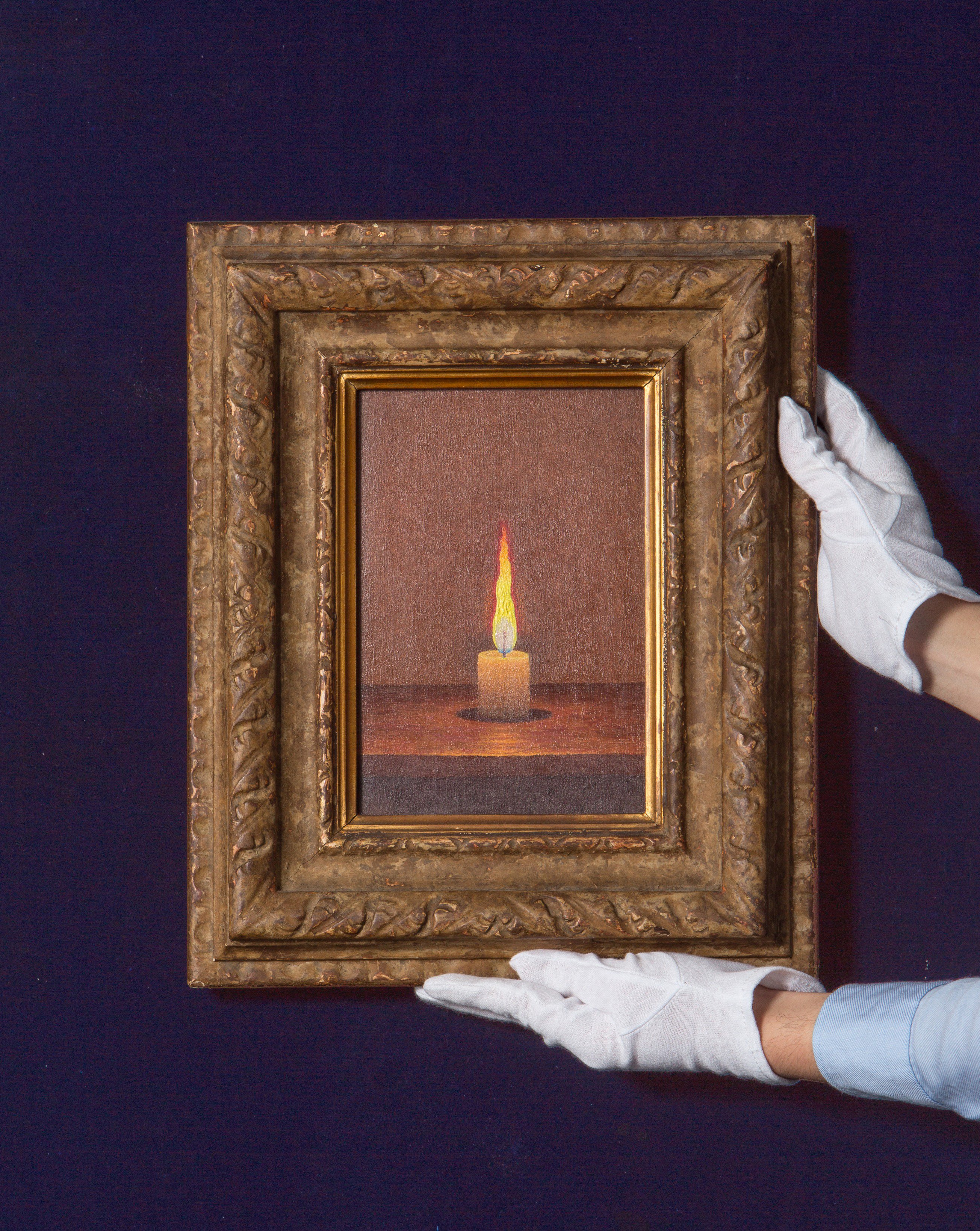 高島野十郎「蝋燭」 三越デパート展覧購入 絵画 高島野十郎 絵画 油彩 手描