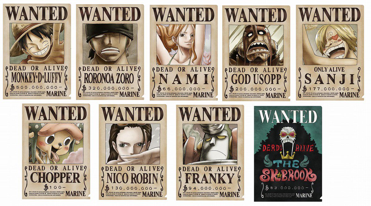 ONE PIECEグッズ クリアファイル 限定シール 手配書まとめ販売 ルフィ