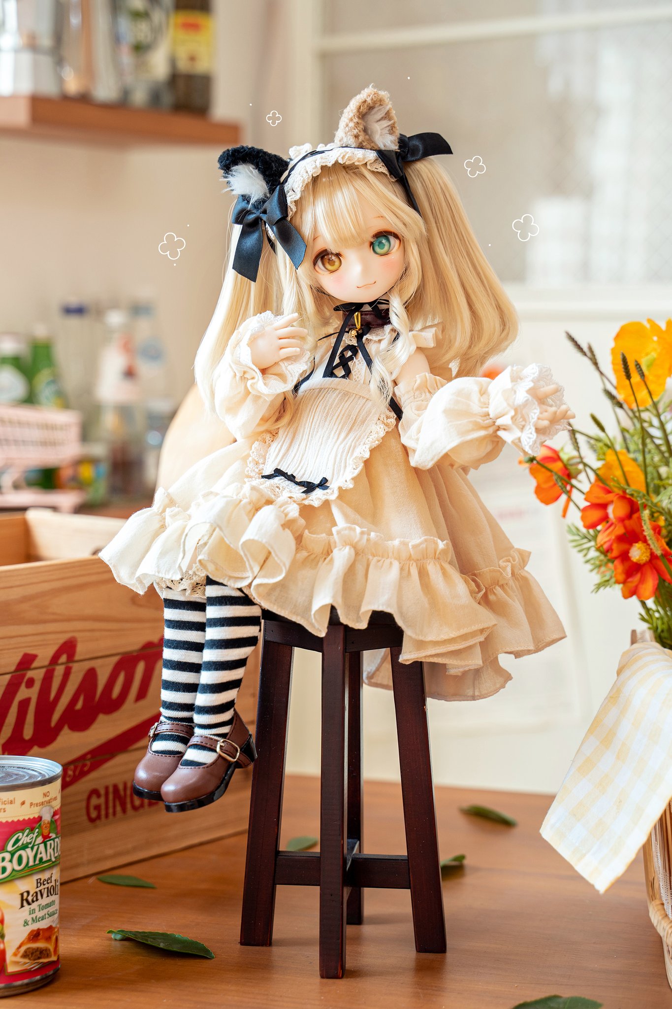 子猫あずきちゃん❤ころころぽっちゃりちゃん♡カゴセット♡アート