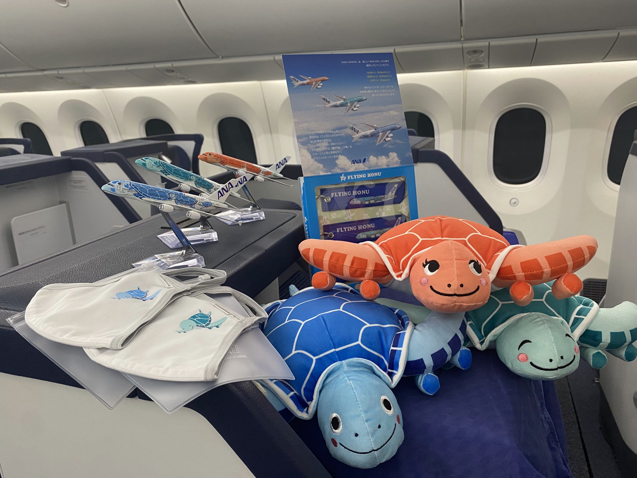機内限定 ANAフライングホヌ ぬいぐるみ3点セット