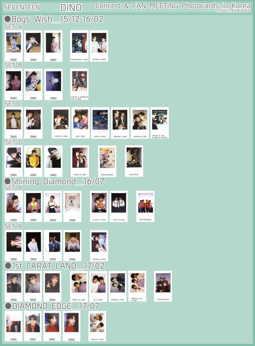 SEVENTEEN セブチ トレカ一覧 歴代過去トレカ ソウルコン ケレン ディノ