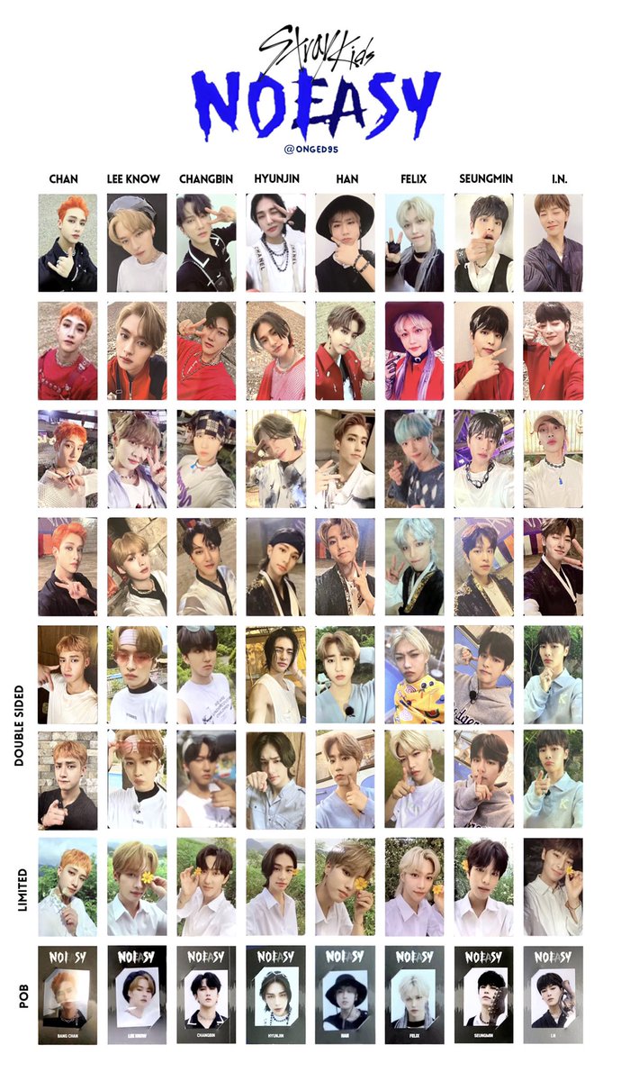 stray kids 'noeasy' photocard list 스트레이키즈 노이지 포카 리스트