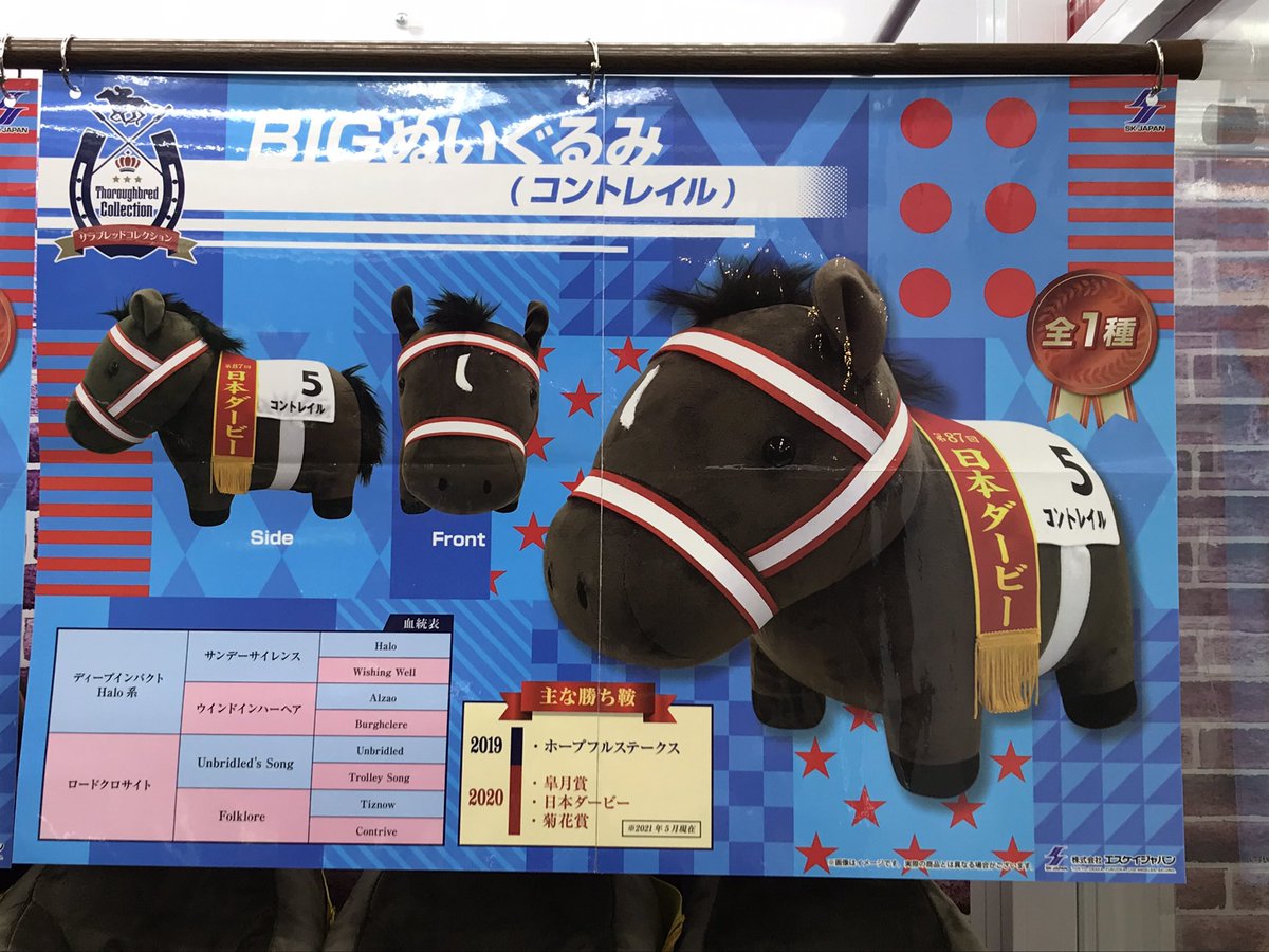 競馬］コントレイル（日本ダービー）ぬいぐるみ／アバンティーSサイズ