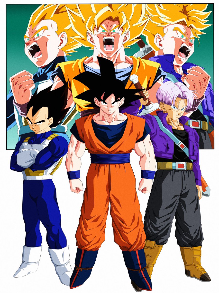 ドラゴンボール 三大スーパーサイヤ人 イラスト 30cm 額付き たいどん on X