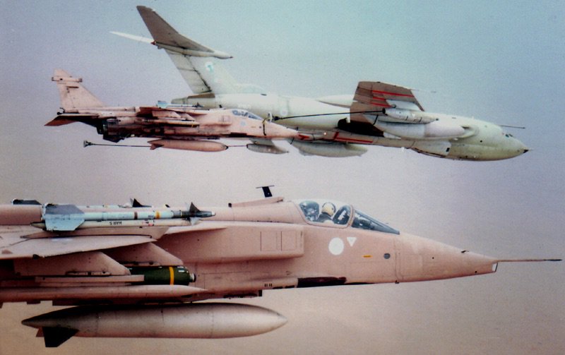 Royal Air Force #SEPECAT Jaguars GR.1A being refueled by a Handley