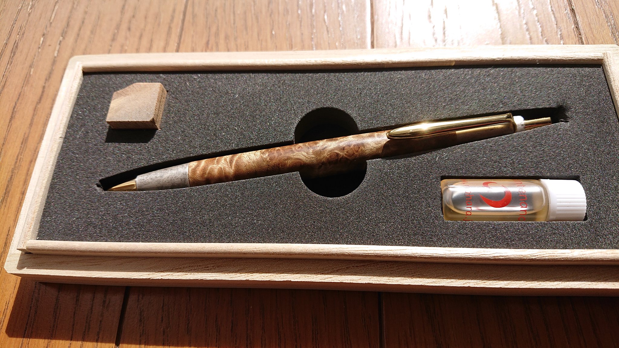 野原工芸マーブルウッドシャーペン斑紋純銀色旧型