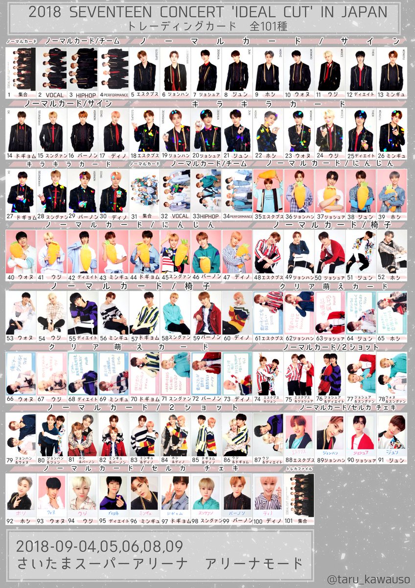 2018 Seventeen Ideal Cut In Japan Trading Card set Cr