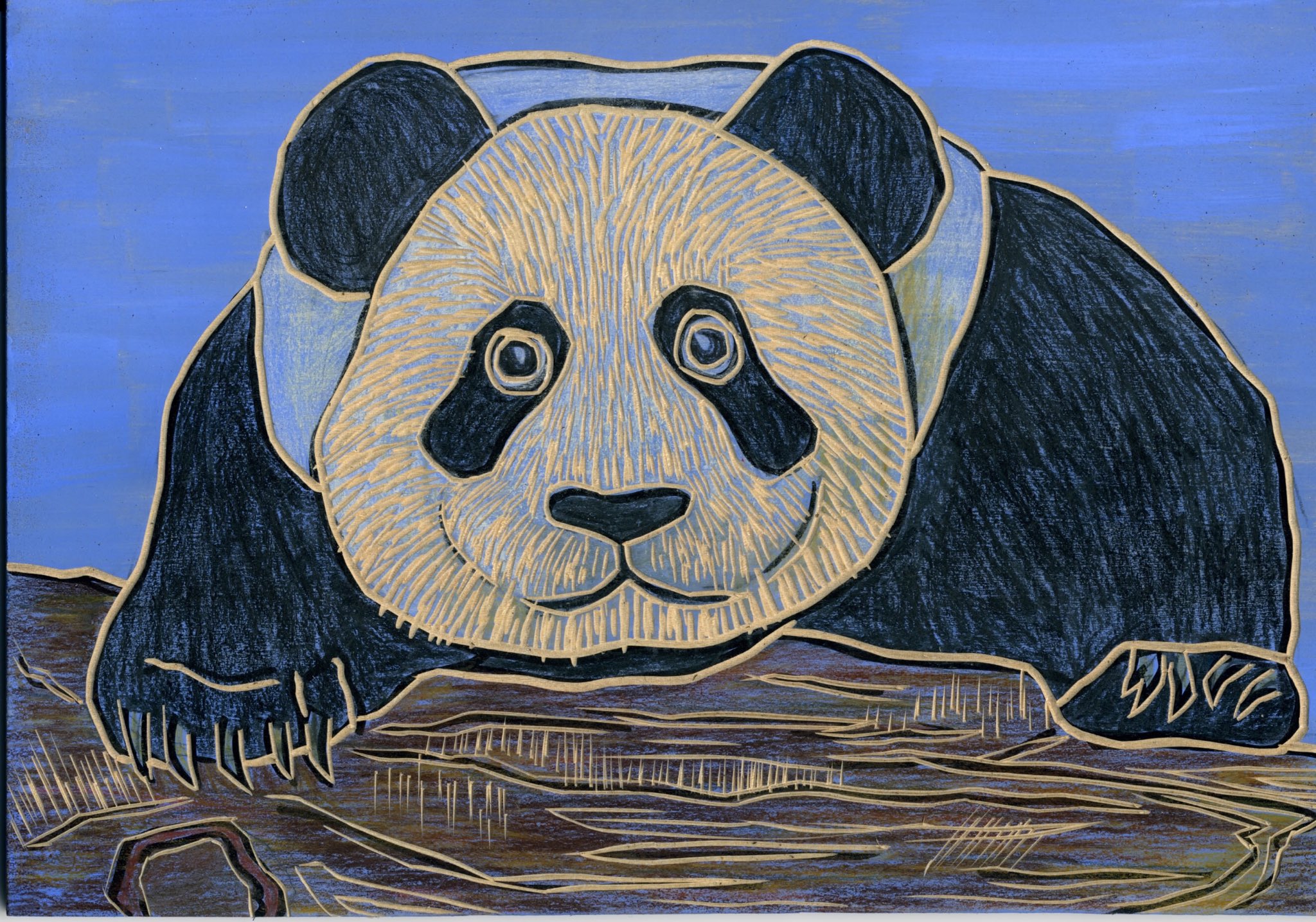 カレンホイプティング 185 ベビーパンダのバスタイム 絵画 カレンホイ