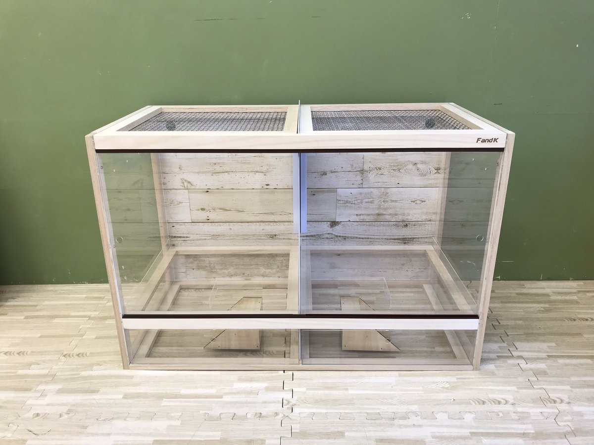 FandK爬虫類木製ケージハリネズミ2階建仕様800×450×670