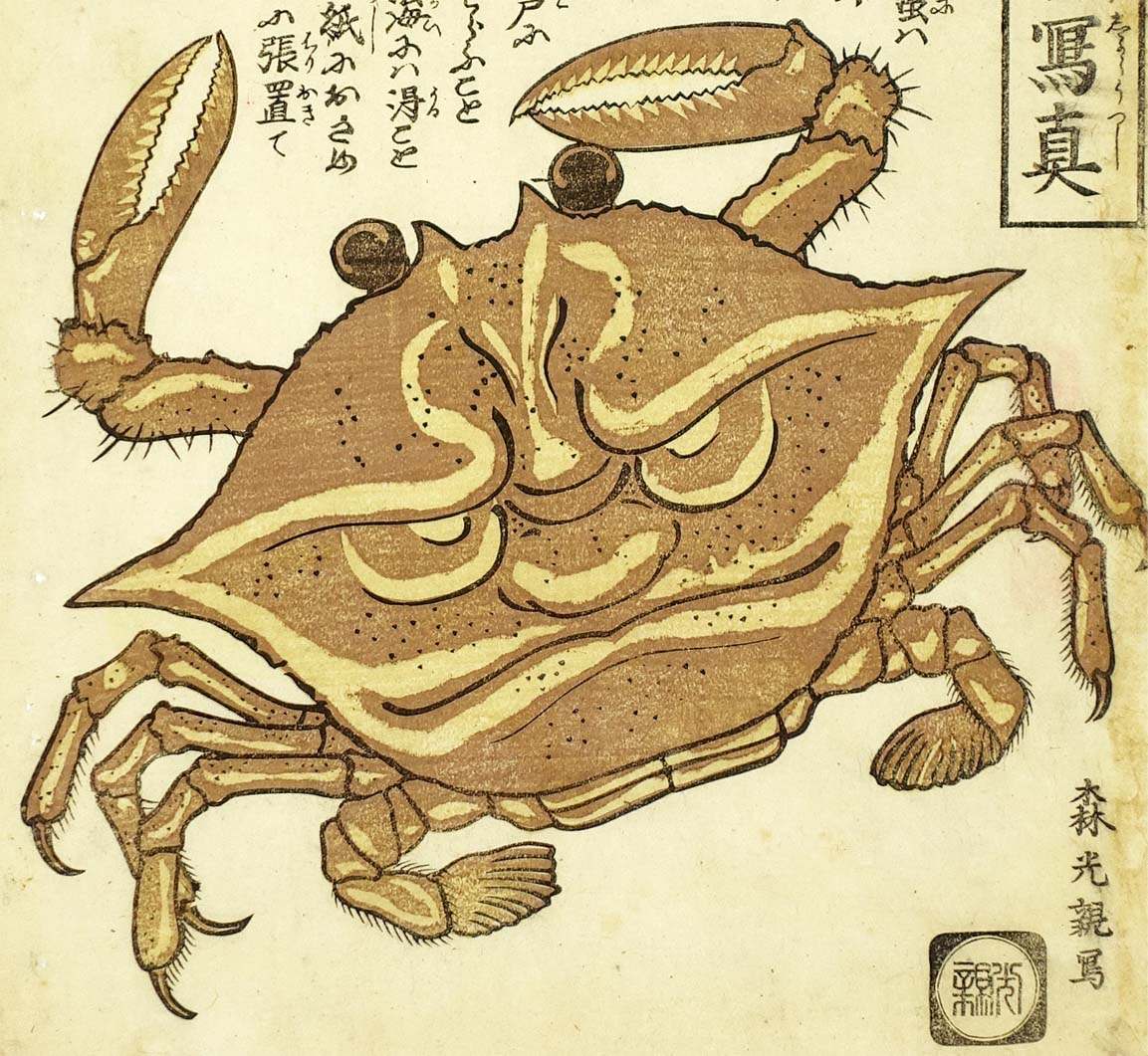 風変わりな厄除けの絵をご紹介。鬼面蟹とはヘイケガニの一種。鬼の顔の