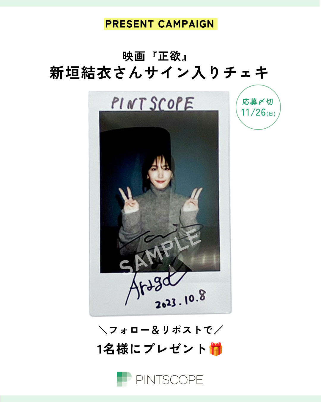 ☆新垣結衣☆直筆サイン付き大型写真☆証明書付き : 新垣結衣、星野