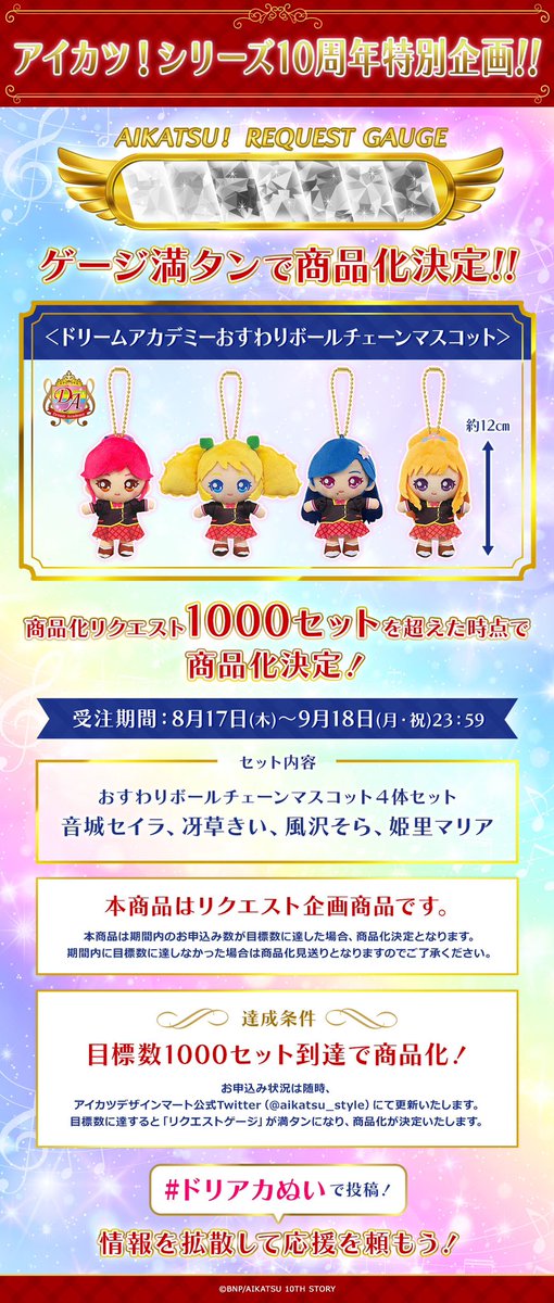 アイカツ！ ドリアカぬいセット 新品未開封 アイカツ！シリーズ10周年