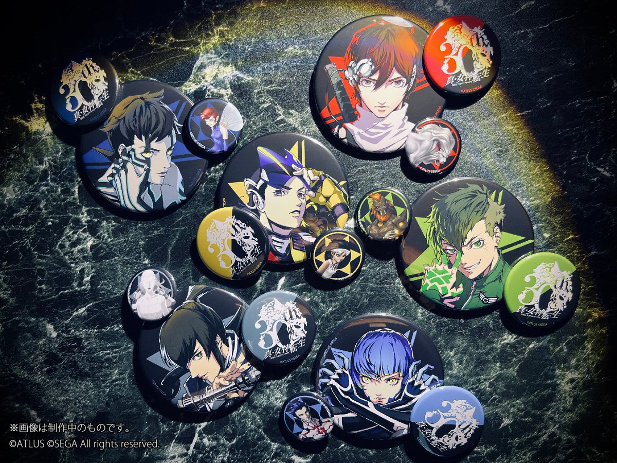 真・女神転生 缶バッジ3個セット イベントくじ F賞 5種 真・女神