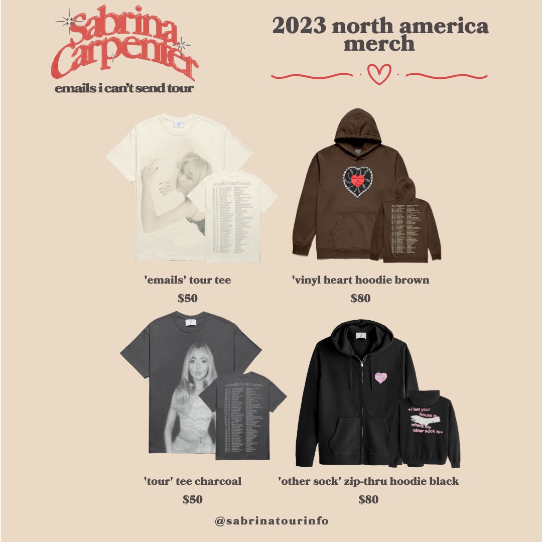 🚨: @SabrinaAnnLynn's #EmailsICantSendTour merch (+ a new shirt