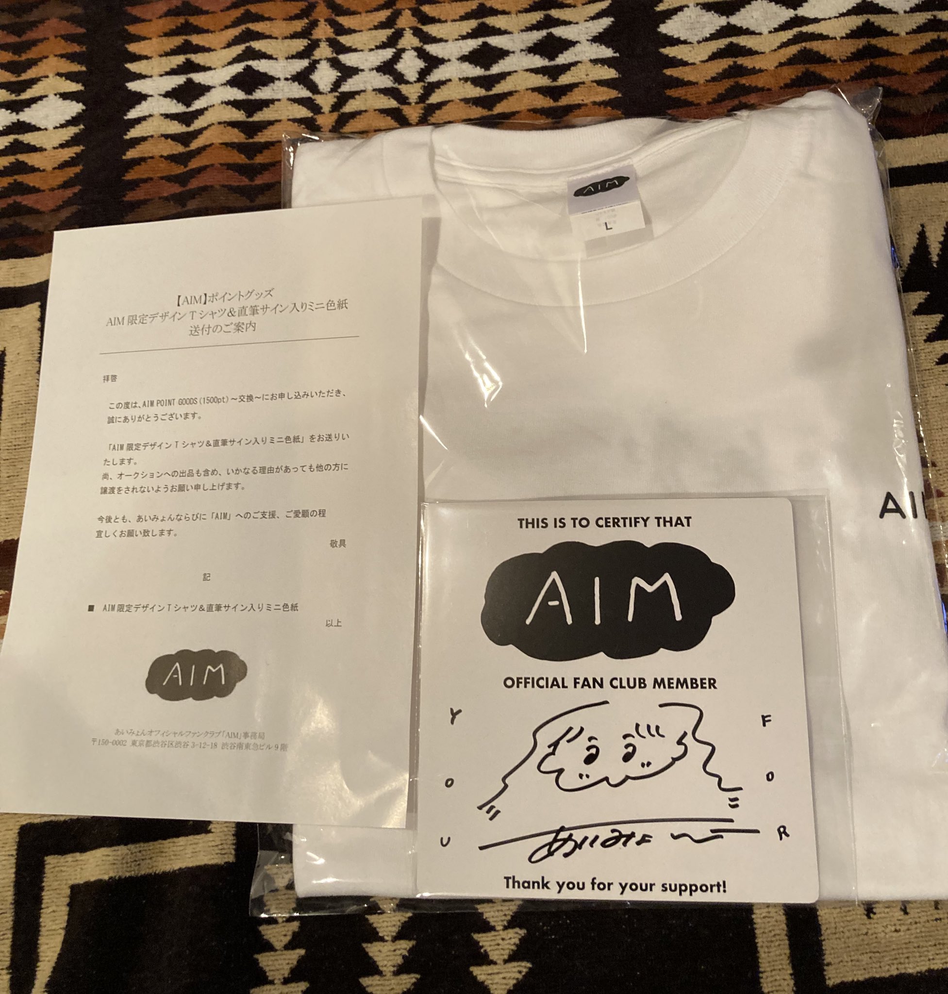 あいみょん AIM ファンクラブ限定 直筆絵入りサイン色紙 ＆ Tシャツ