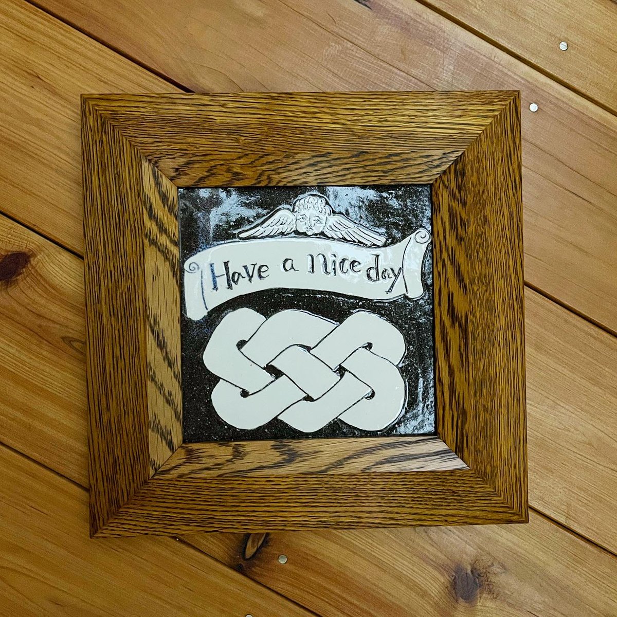 1年以上待った #岩井窯 #山本教行 先生作のHave a nice day陶板は裏