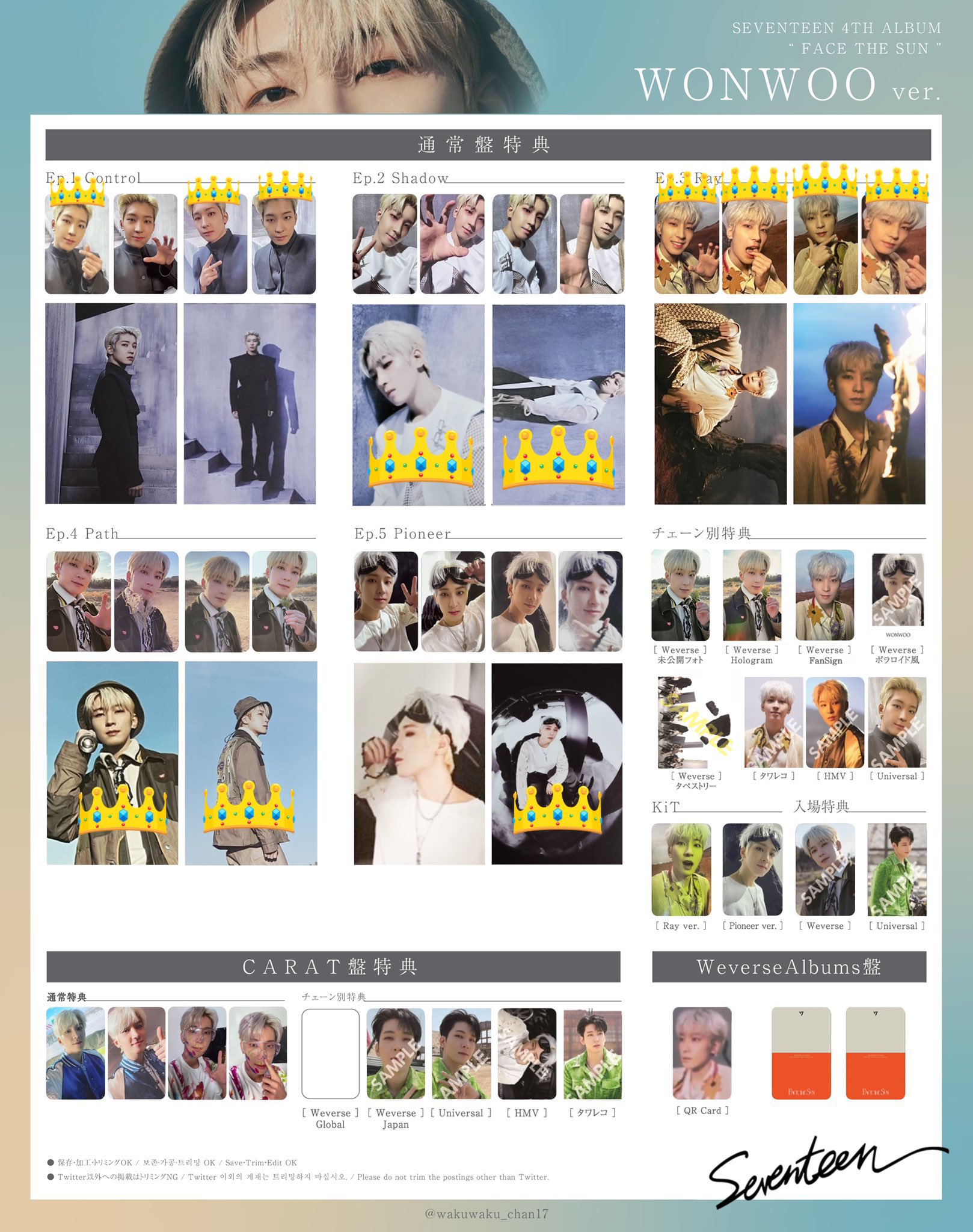 seventeen face the sun ラキドロ タワレコ トレカ ウジ セブチ