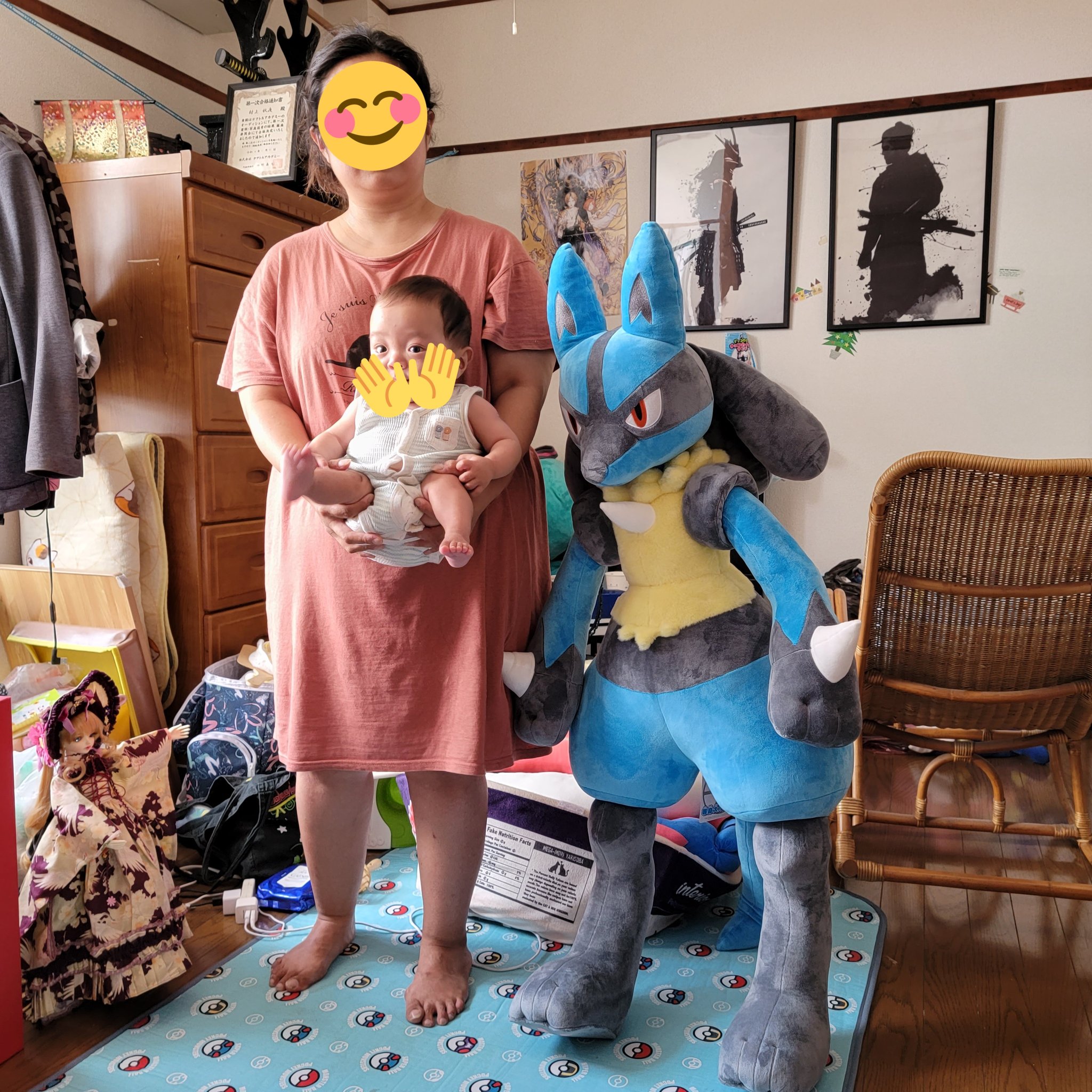 等身大ルカリオ ぬいぐるみ タグ付き ポケモンセンター 等身大ルカリオ