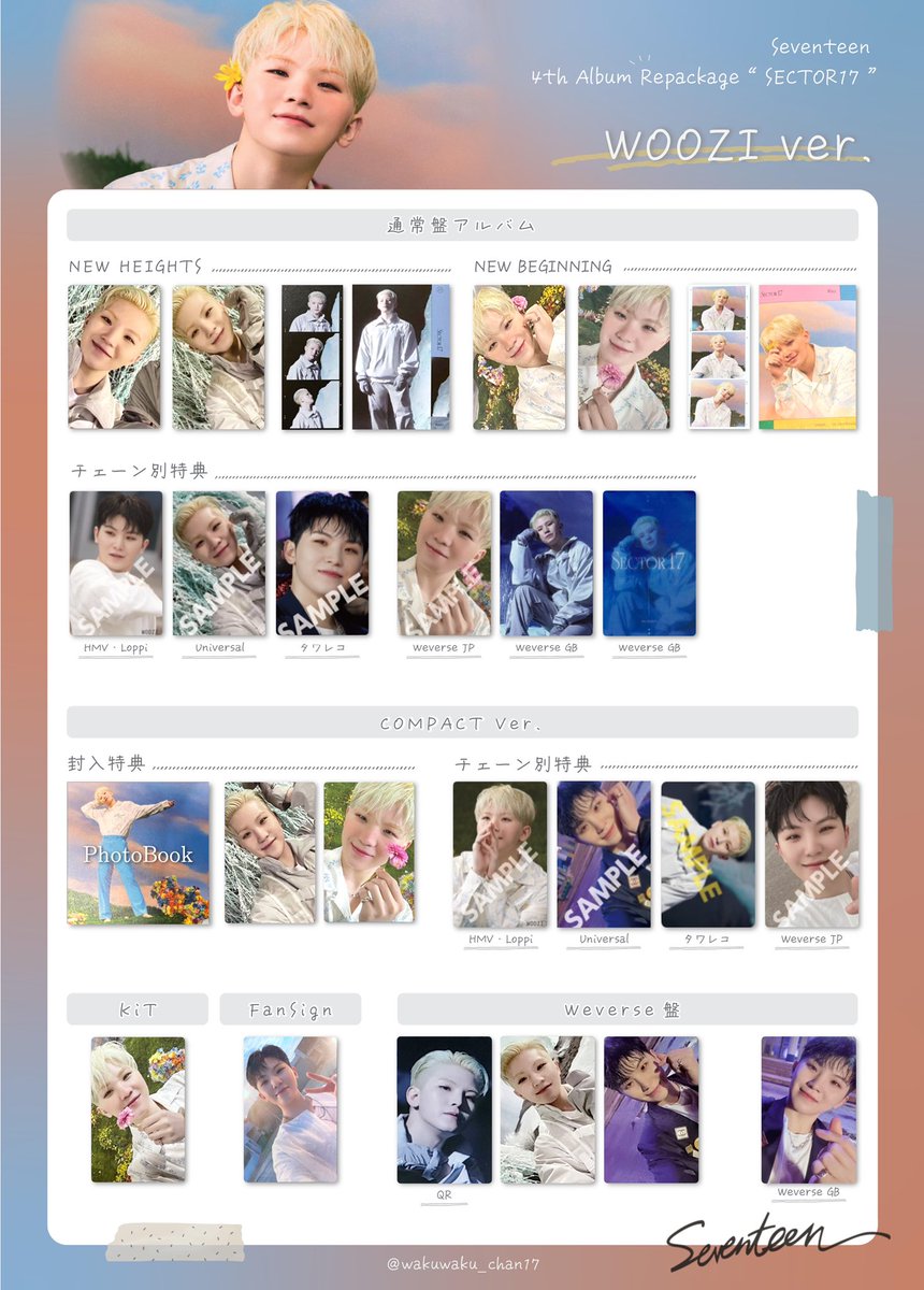 SEVENTEEN セブチ 세븐틴トレカ 一覧 포카 _world SECTOR17 一覧 交換